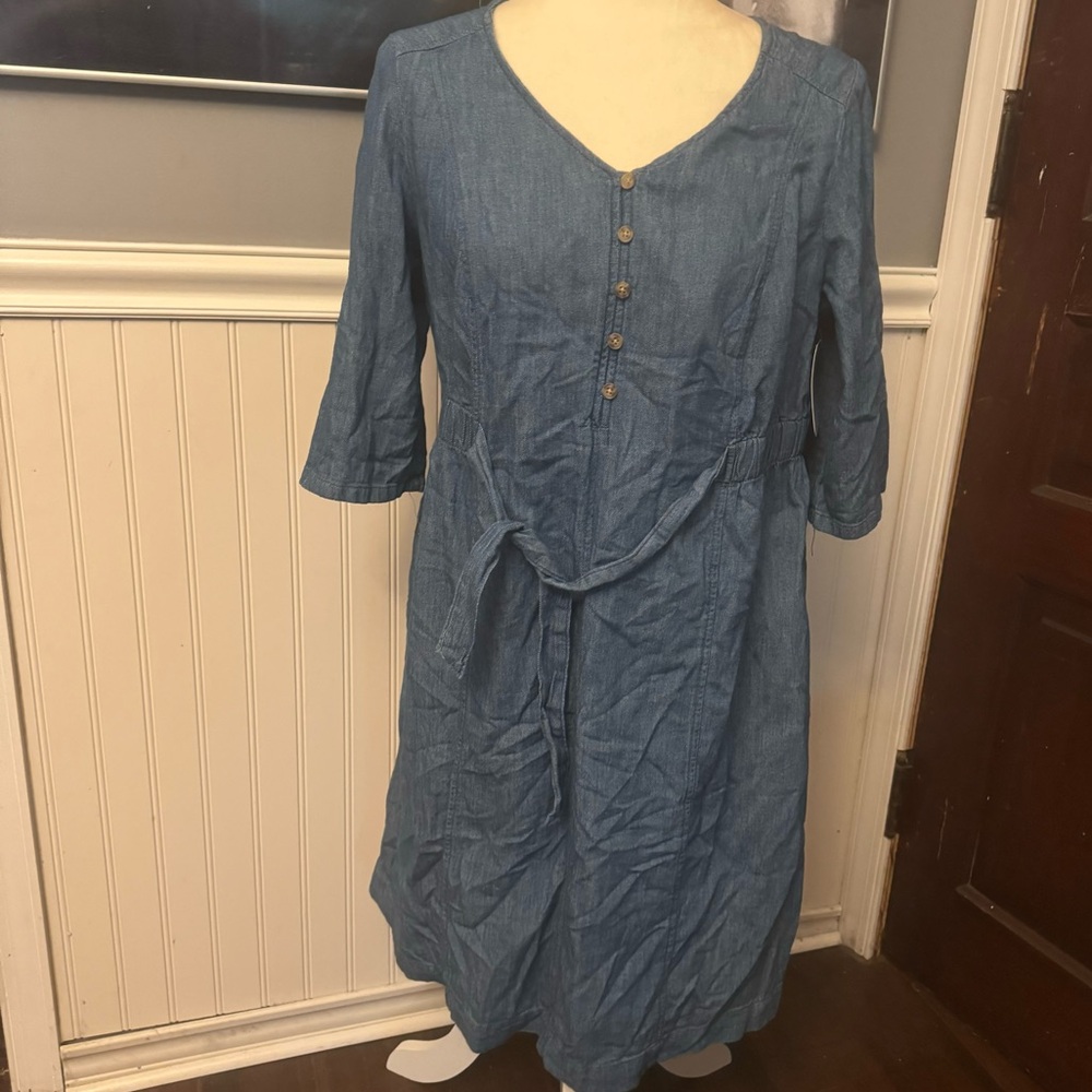 Isabel Maternity by Ingrid & Isabel Cotton Linen Blend Blue Dress Size Small NWT